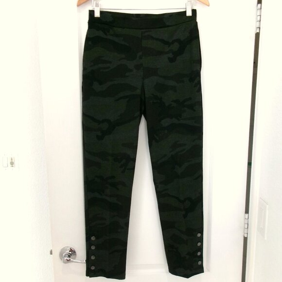 Like New Susan Graver S XS Stretch Ponte Camo Print Pull On Pants Pockets - Picture 3 of 8
